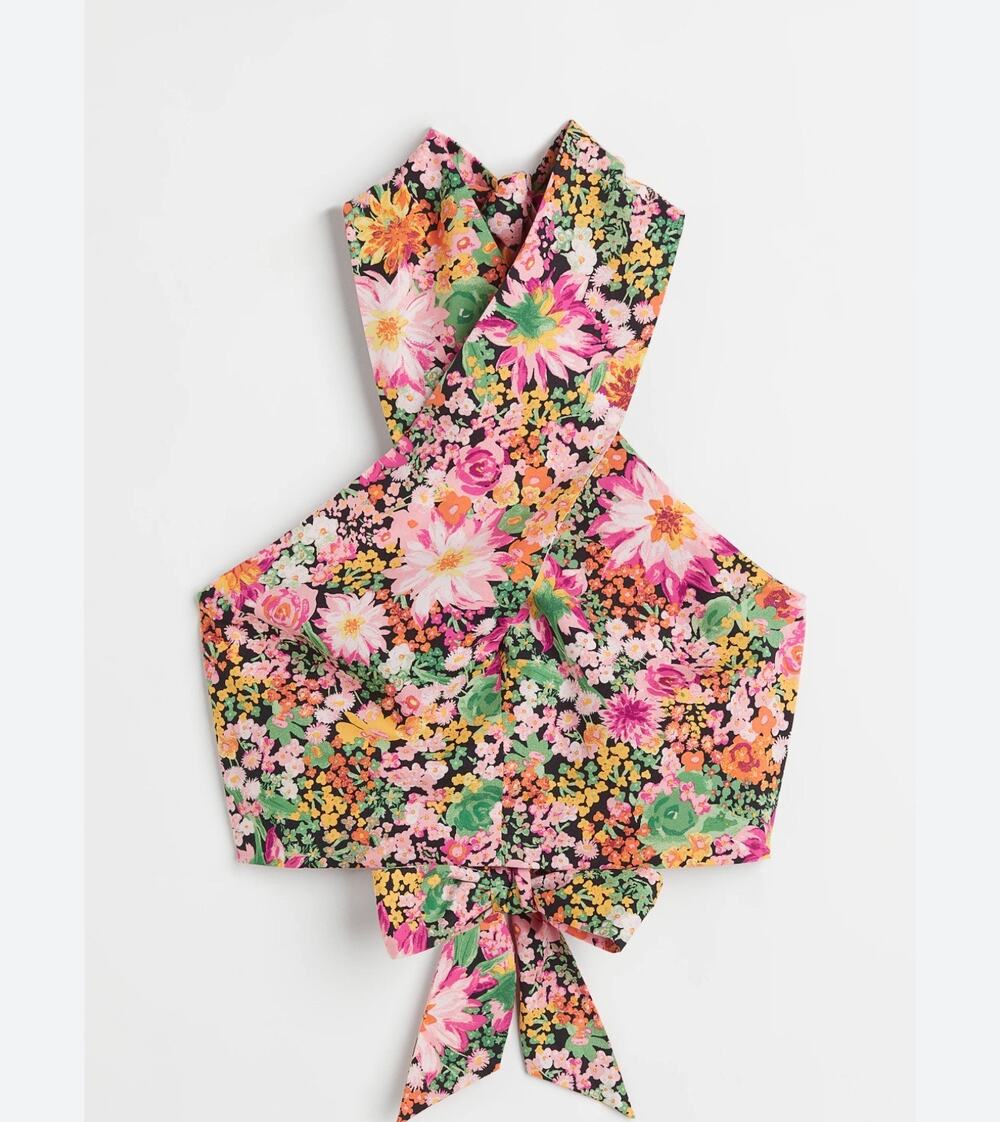 H&M Floral Retro open back halter top